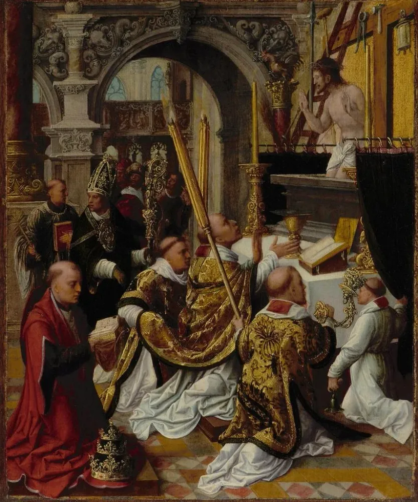 Tableau La messe de saint Grégoire le Grand - Adriaen Isenbrandt | Reproduction