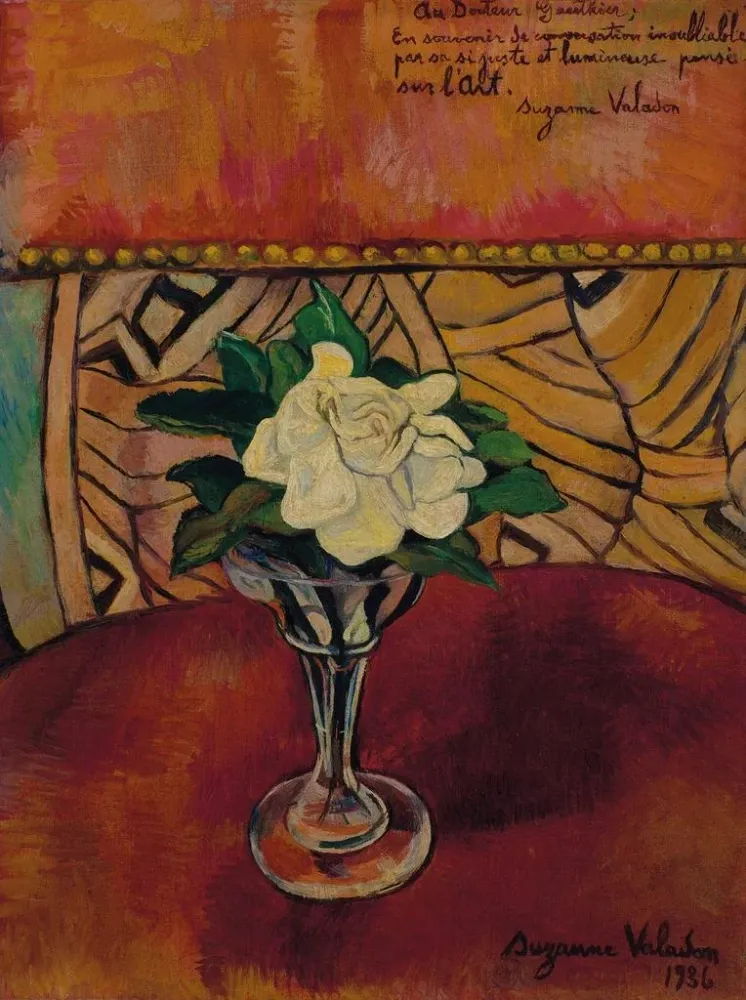 Tableau Nature morte : La rose blanche - Suzanne Valadon | Reproduction