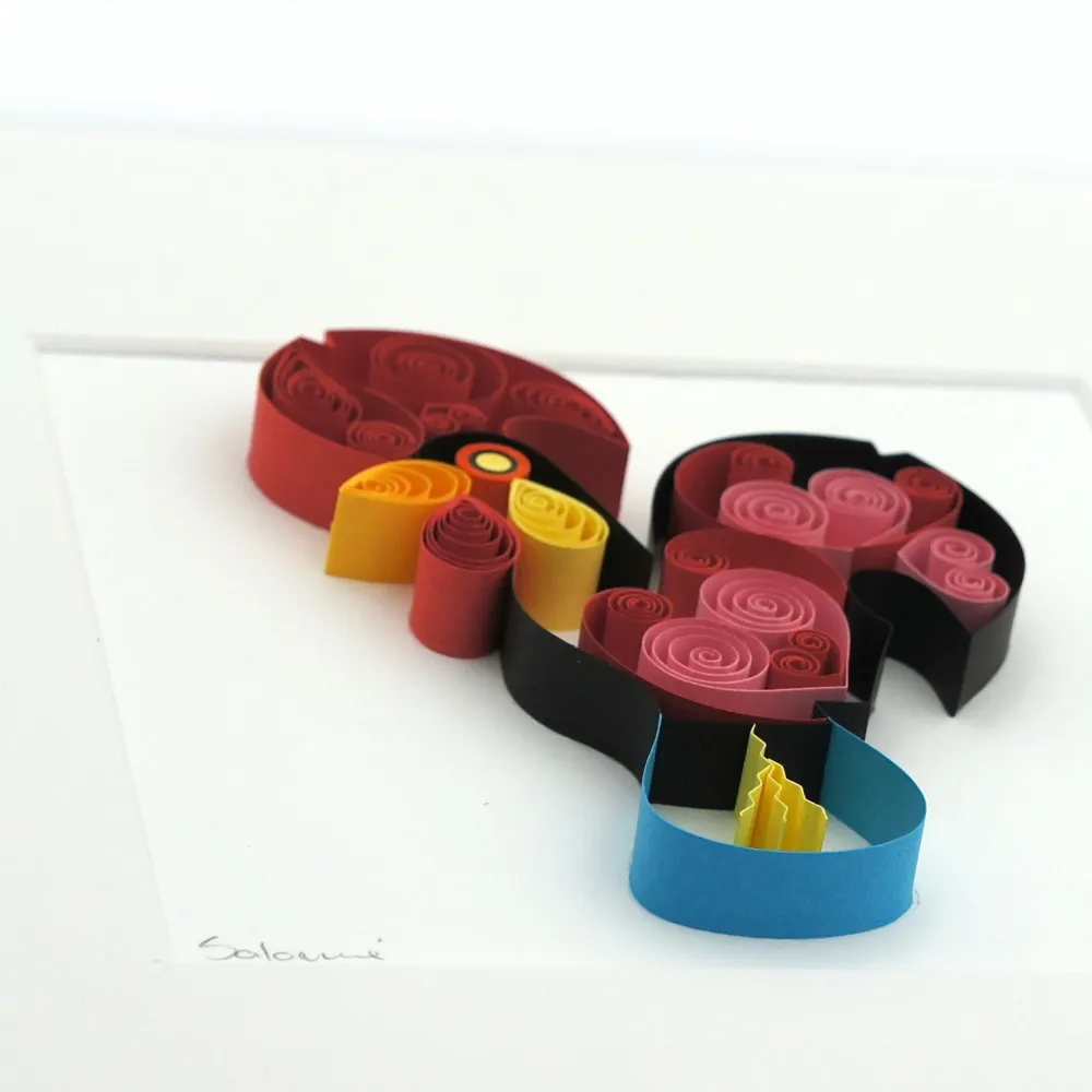 Tableau en paperolles "Coq de Barcelos"