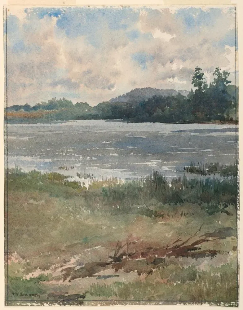 Tableau Paysage au bord du lac - Arnold William Brunner | Reproduction