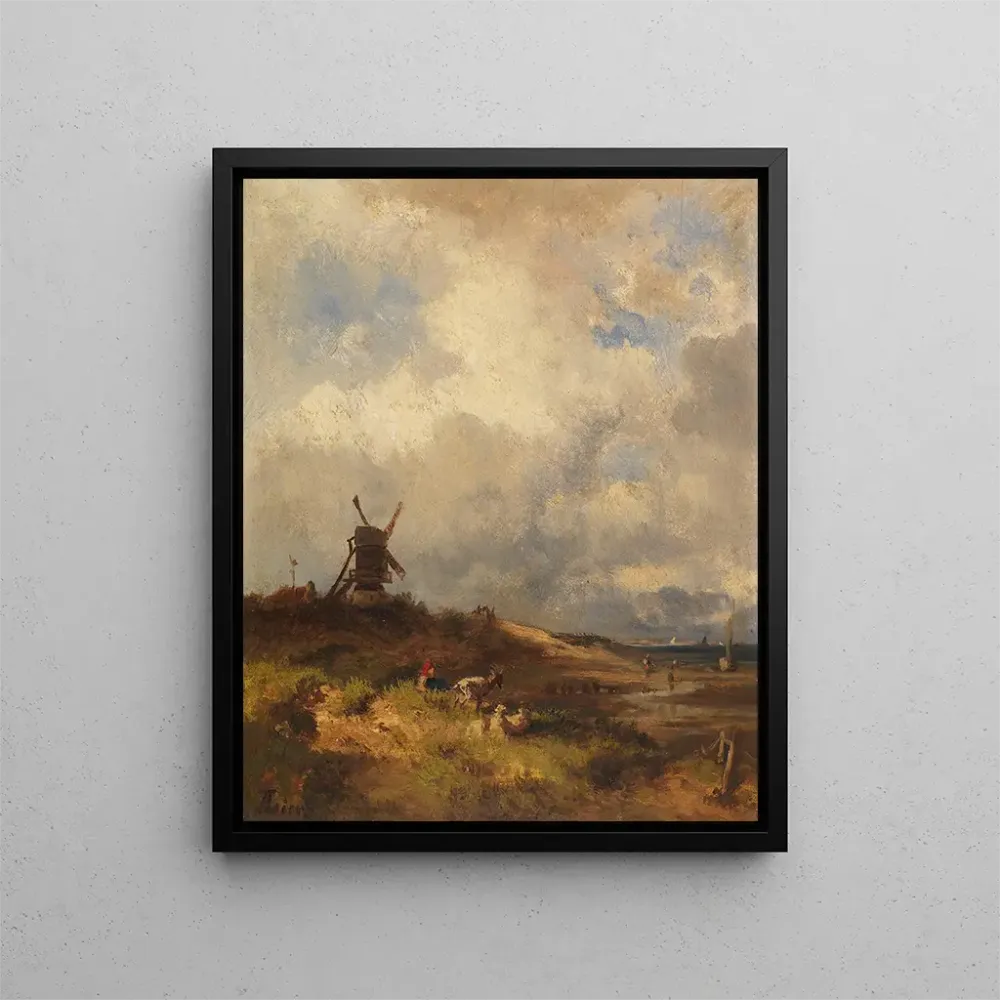 Tableau Paysage côtier avec moulin à vent - Adolf Heinrich Lier | Reproduction