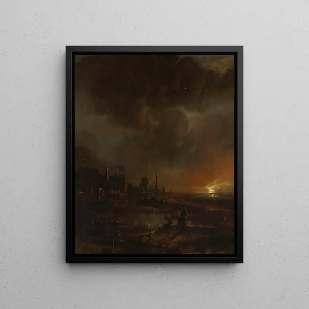 Tableau Pêche de nuit - Aert van der Neer | Reproduction