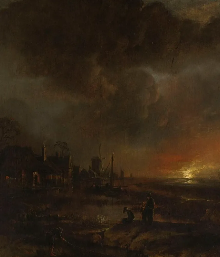 Tableau Pêche de nuit - Aert van der Neer | Reproduction