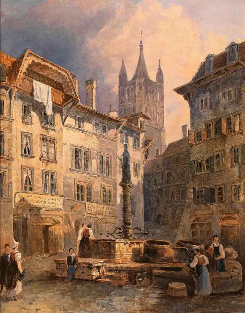 Tableau Place de Palud à Lausanne - Adalbert Stifter | Reproduction