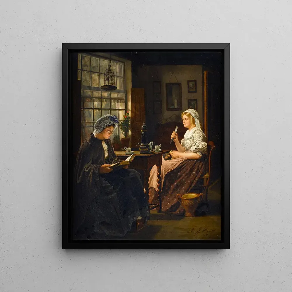 Tableau Éplucher les pommes de terre - Adrien Jean Madiol | Reproduction