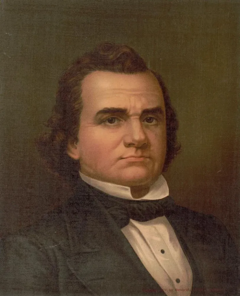 Tableau Portrait en buste de Stephen . Douglas de face - Strobridge Co Lith | Reproduction