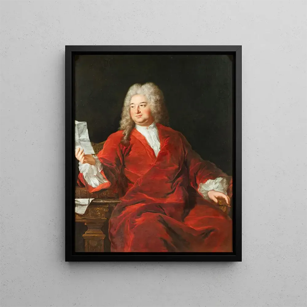 Tableau Portrait d'un homme assis portant un manteau rouge et tenant une lettre - Alexis Simon Belle | Reproduction