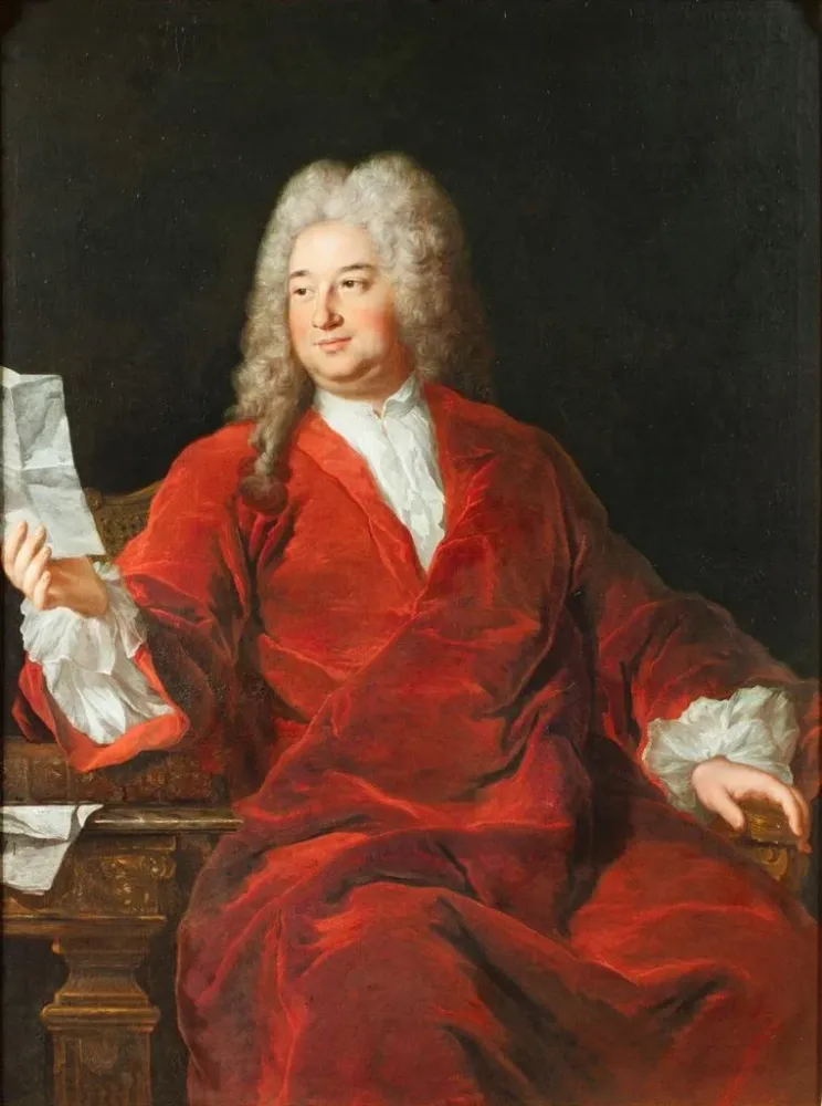 Tableau Portrait d'un homme assis portant un manteau rouge et tenant une lettre - Alexis Simon Belle | Reproduction