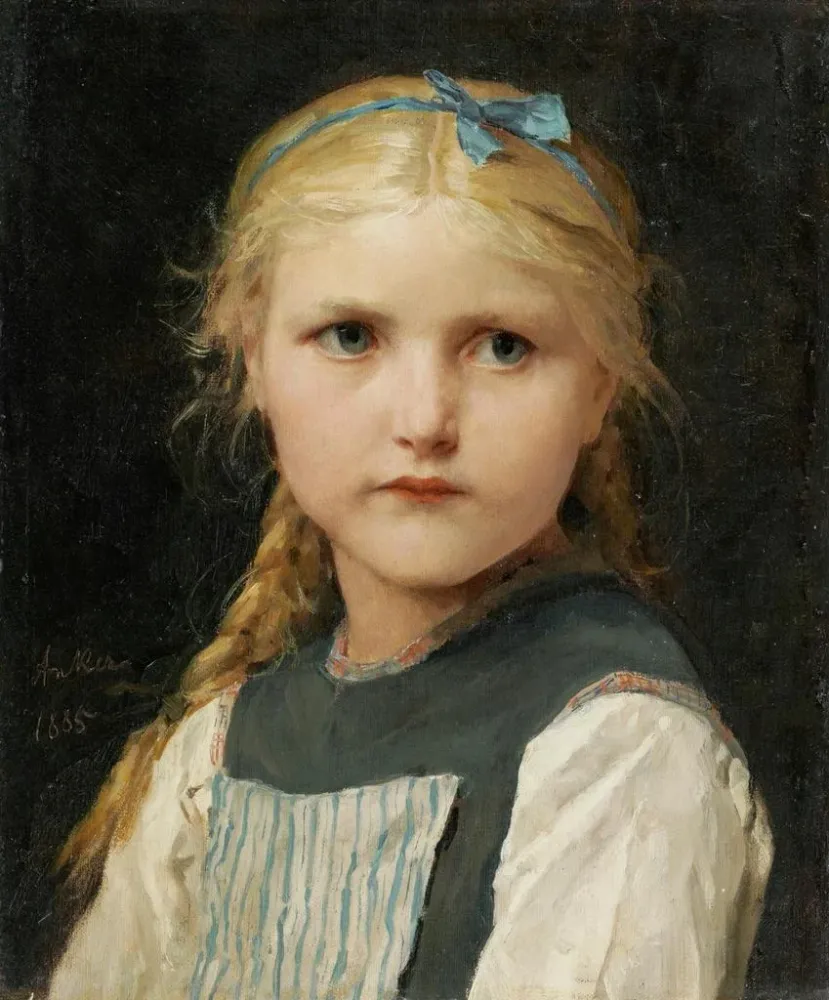 Tableau Portrait d'une fille - Albert Anker | Reproduction