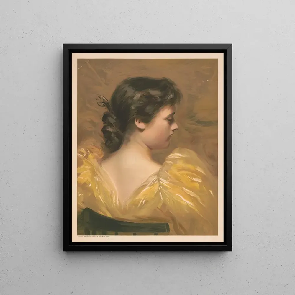 Tableau Profil d'une femme assise portant une robe jaune - . W. Elson Co | Reproduction