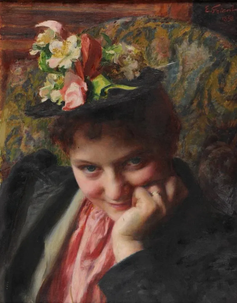 Tableau Reproduction Le chapeau de fleurs – Émile Friant | Reproduction
