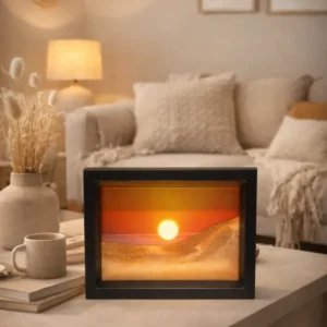 Tableau de sable couché de soleil