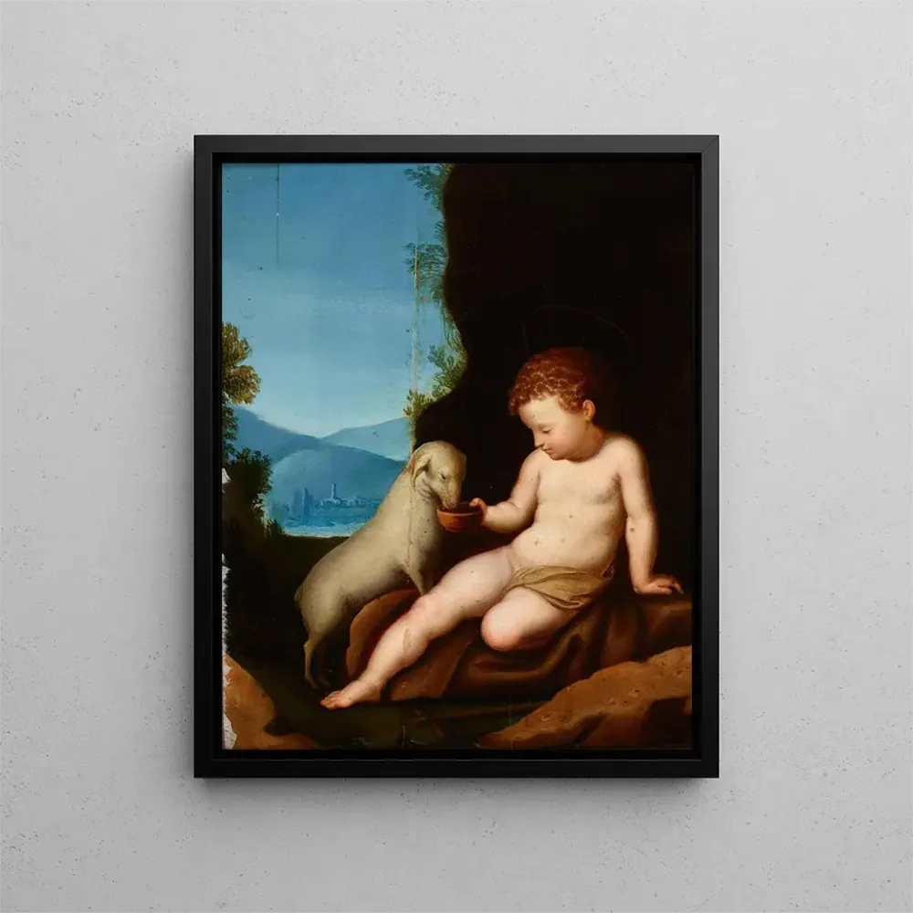 Tableau Saint Jean-Baptiste abreuvant l'agneau - Anonyme | Reproduction