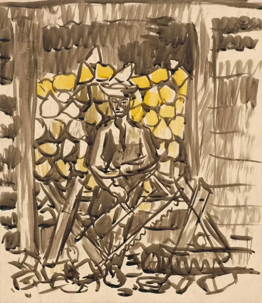 Tableau Sciage du bois - Arnold Peter Weisz-Kubínč | Reproduction