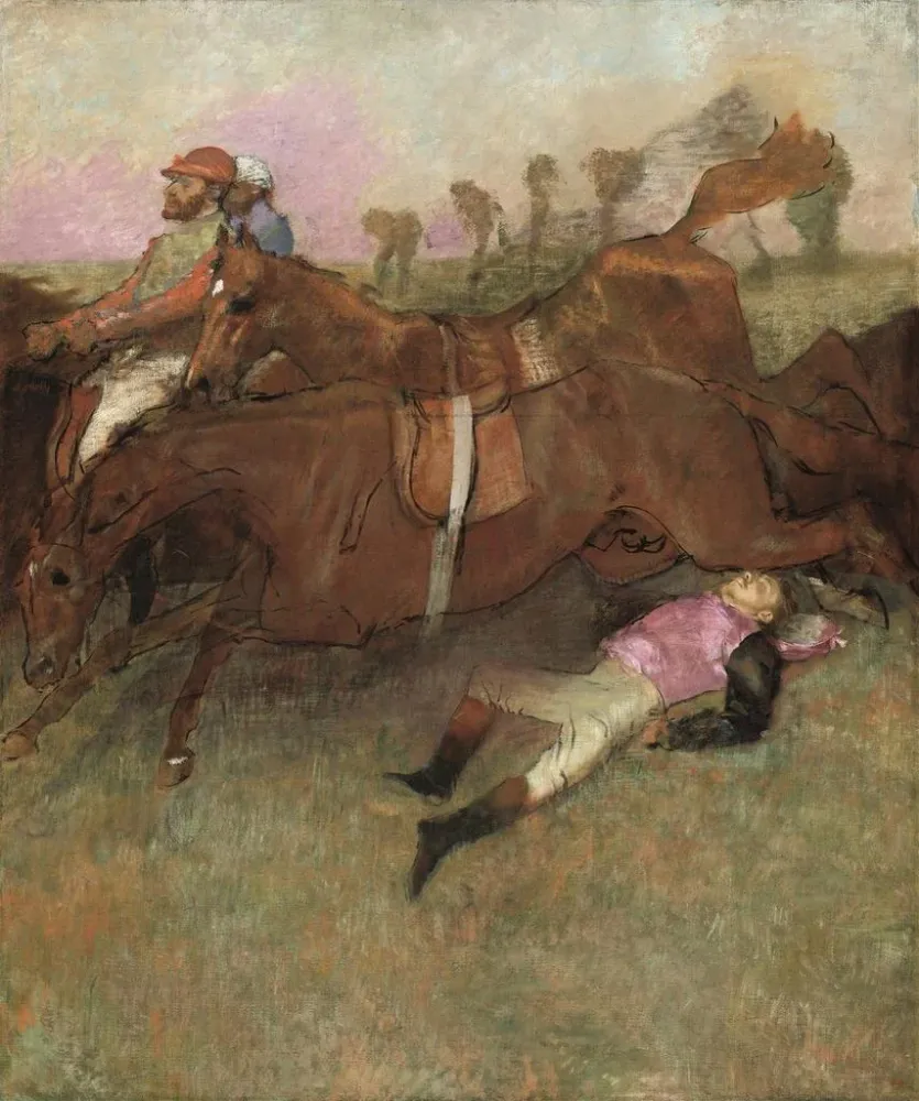 Tableau Scène de steeple - chase : Le jockey tombé - Edgar Degas | Reproduction