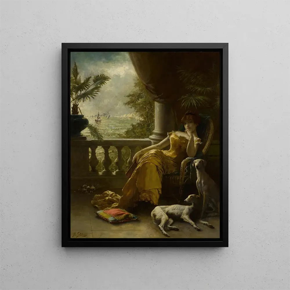 Tableau Sur le balcon - Agapit Stevens | Reproduction