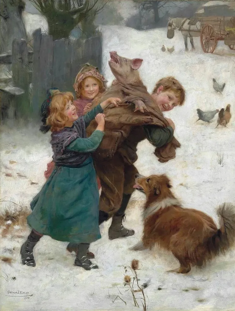 Tableau Tiens-toi bien - Arthur John Elsley | Reproduction