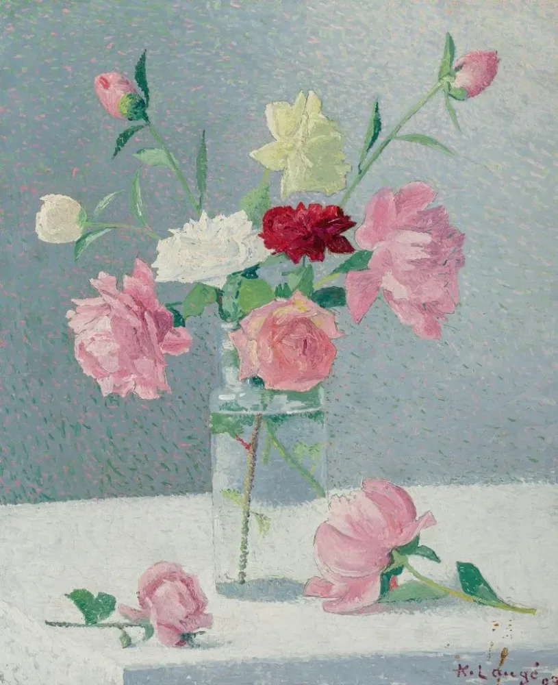 Tableau Vase de roses - Achille Laugé | Reproduction