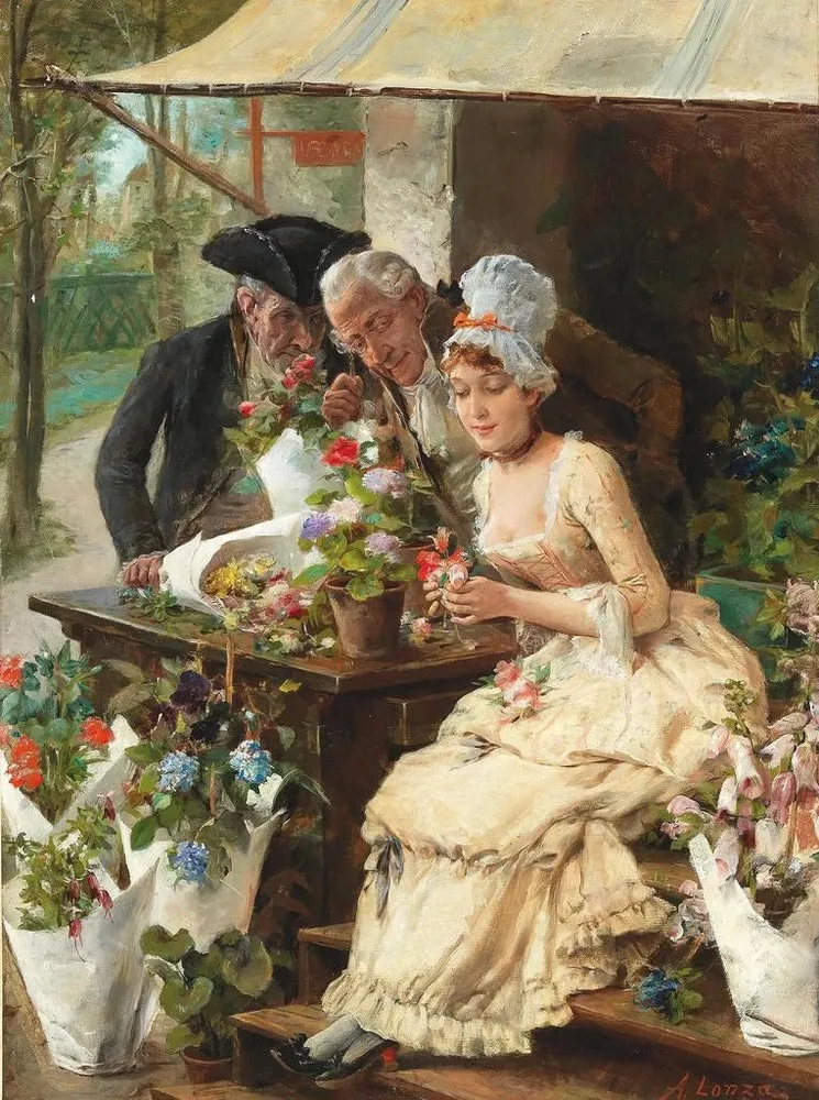 Tableau Le vendeur de fleurs - Antonio Lonza | Reproduction