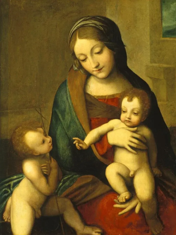 Tableau La Vierge à l'Enfant avec le petit saint Jean - Après Correggio | Reproduction