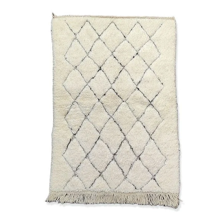 Tapis Berbère blanc à petits losanges Afifa - Sur mesure