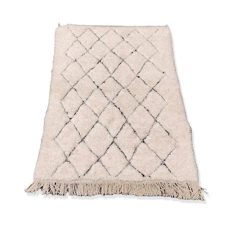 Tapis Berbère blanc à petits losanges Afifa - Sur mesure