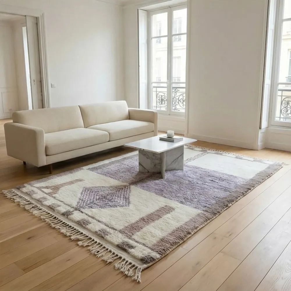 Tapis berbère en laine violet Fatna - Sur mesure