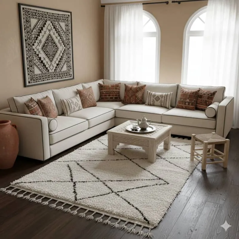 Tapis Berbère Losanges abstraits Ghazala - Sur mesure