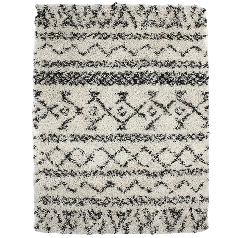 Tapis bohème Tribal poils longs écru