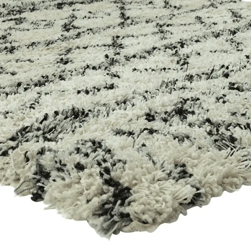 Tapis bohème Tribal poils longs écru