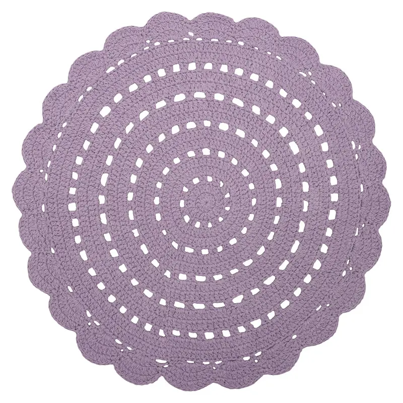 Tapis chambre enfant coton crochet ALMA MAUVE