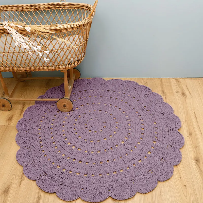 Tapis chambre enfant coton crochet ALMA MAUVE