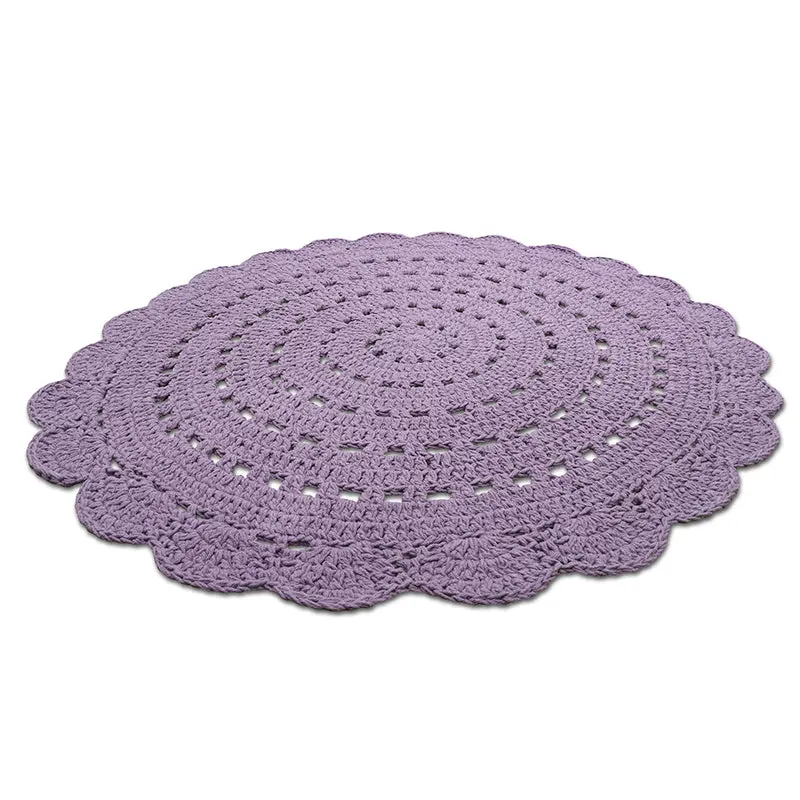 Tapis chambre enfant coton crochet ALMA MAUVE