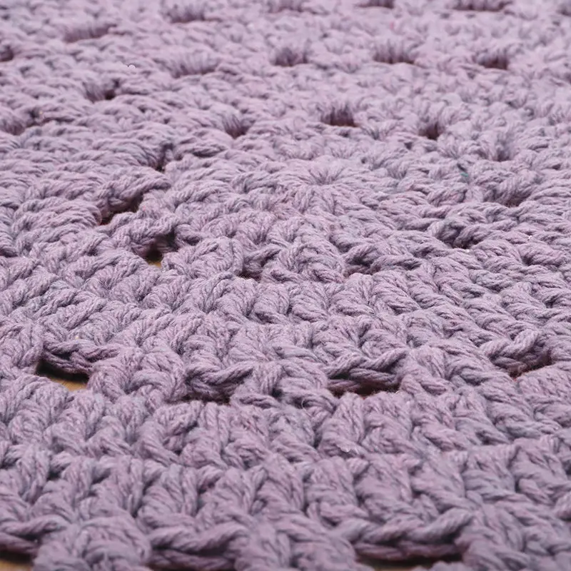 Tapis chambre enfant coton crochet ALMA MAUVE