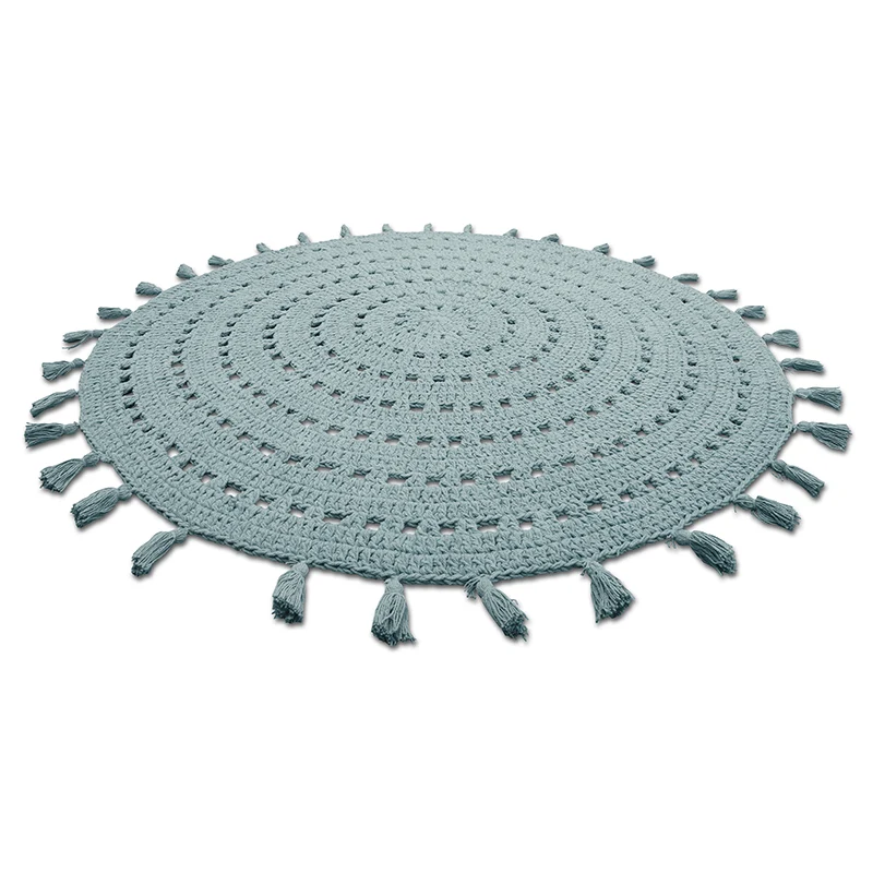 Tapis chambre enfant coton crochet NILA VERT PALE