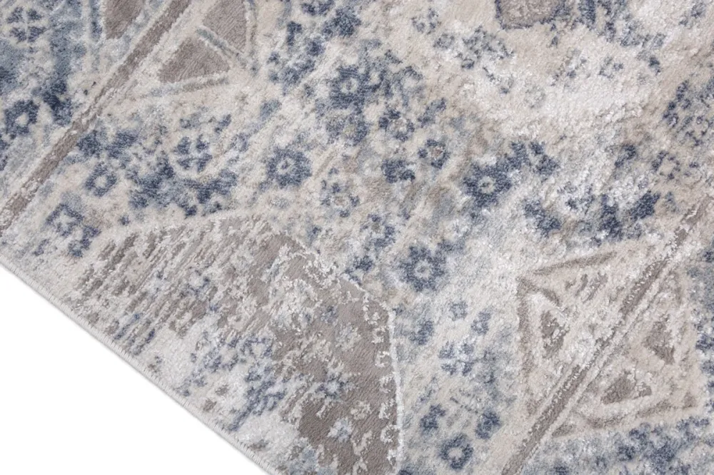 Tapis contemporain Parksdale 7x9 | Bleu et Gris fini utilisé