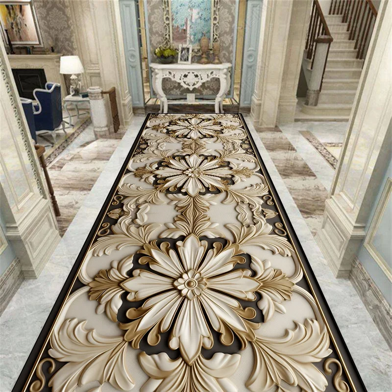 Tapis couloir polyester antidérapant design européen personnalisable confortable