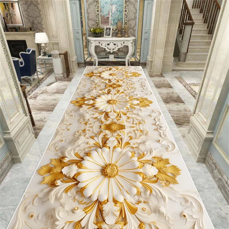 Tapis couloir polyester antidérapant design européen personnalisable confortable