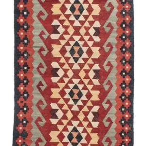 Tapis de couloir Tapis Kelim - Splash - 285 x 87 cm - rouge clair