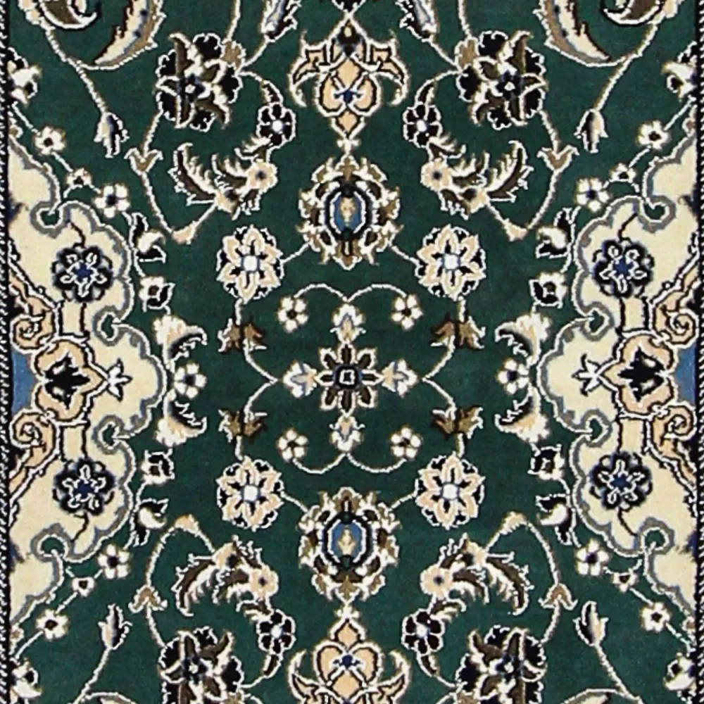 Tapis de couloir Tapis persan - Nain - Royal - 200 x 60 cm - vert foncé