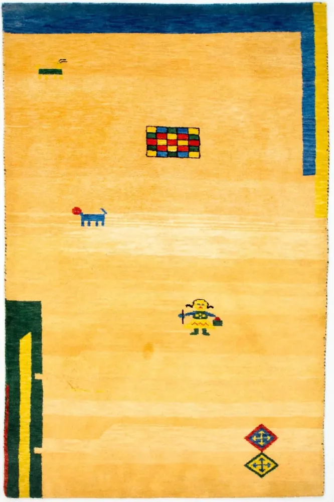 Tapis Gabbeh - Indus - 193 x 121 cm - or