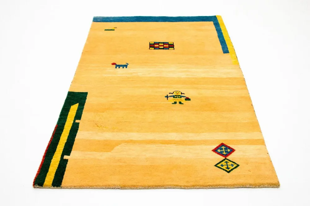 Tapis Gabbeh - Indus - 193 x 121 cm - or