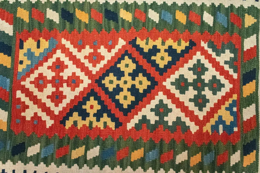 Tapis Kelim - Oriental - 120 x 80 cm - vert