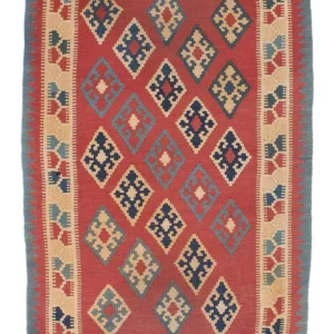 Tapis Kelim - Oriental - 161 x 96 cm - rouge foncé