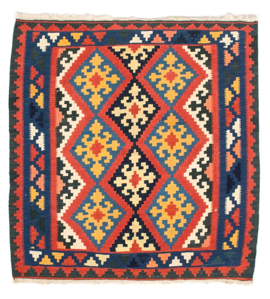 Tapis Kelim - Oriental carré - 102 x 101 cm - rouge