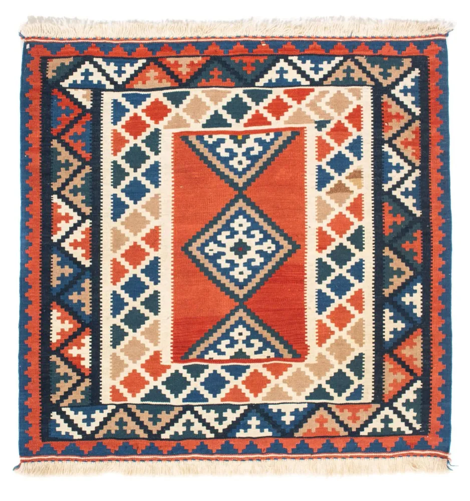 Tapis Kelim - Oriental carré - 102 x 102 cm - rouille