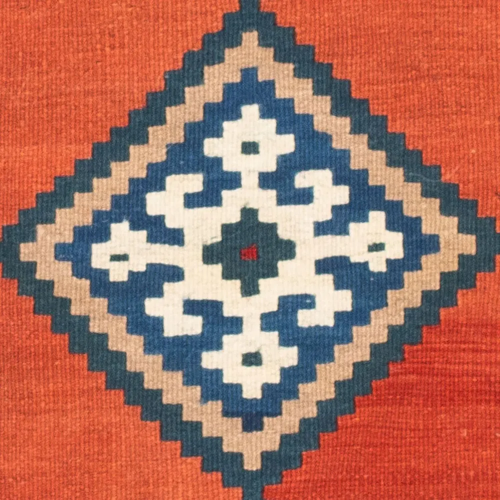 Tapis Kelim - Oriental carré - 102 x 102 cm - rouille