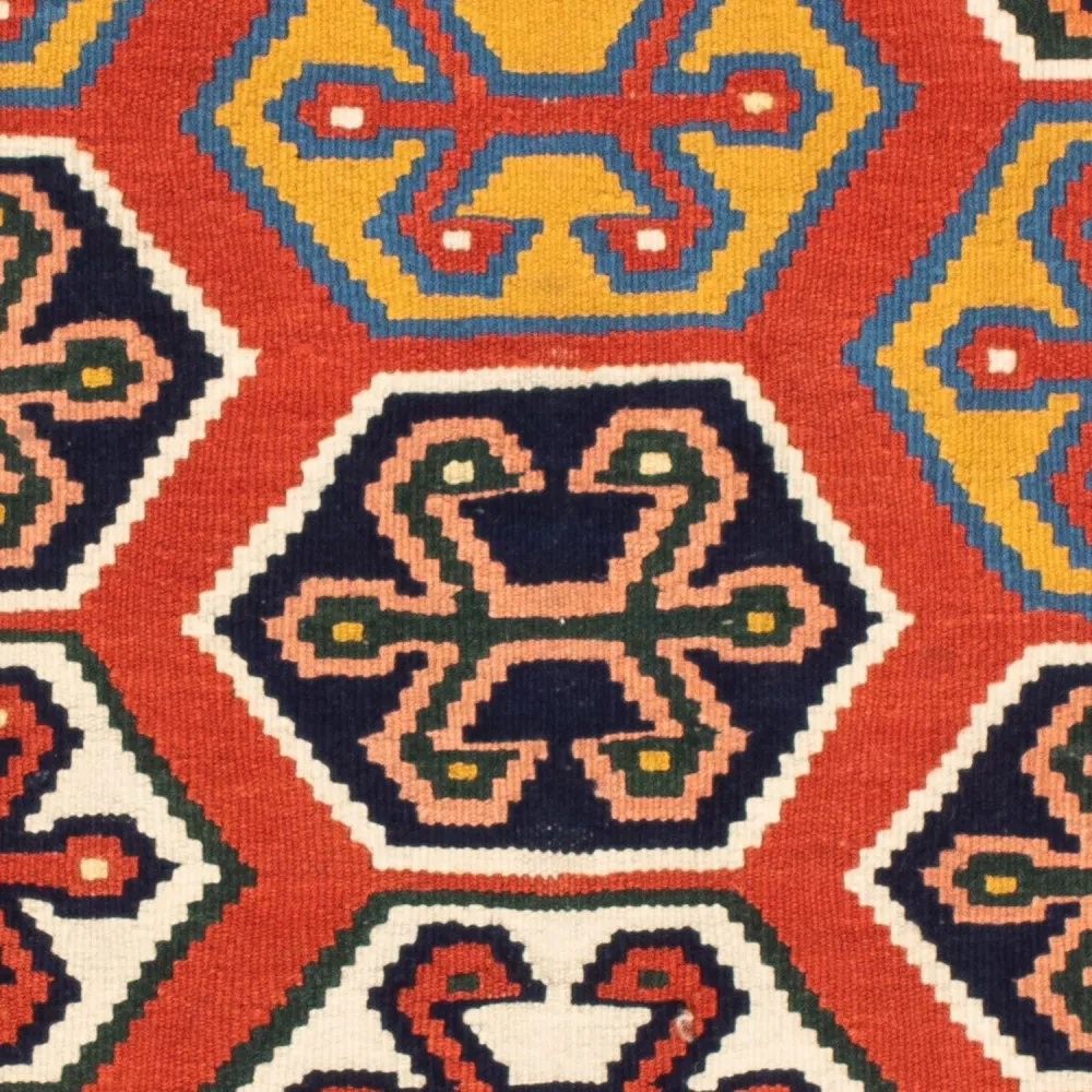 Tapis Kelim - Oriental carré - 105 x 103 cm - rouge