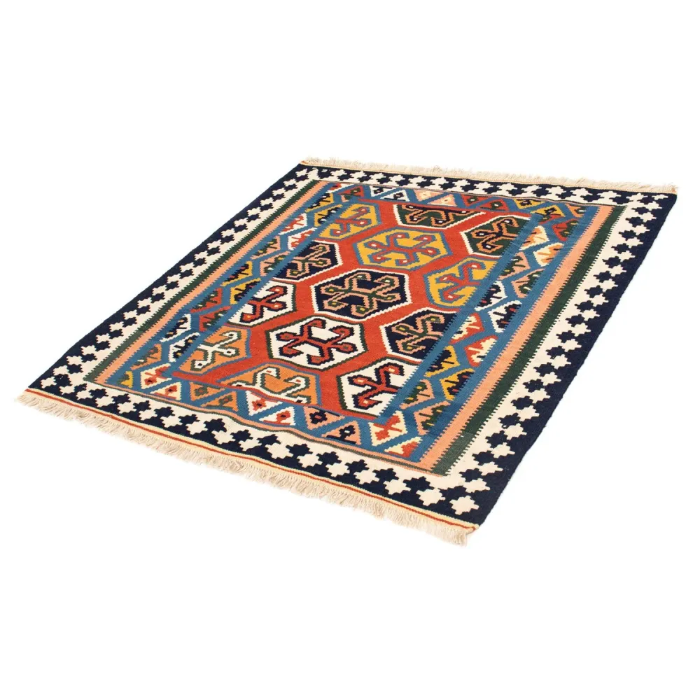 Tapis Kelim - Oriental carré - 105 x 103 cm - rouge