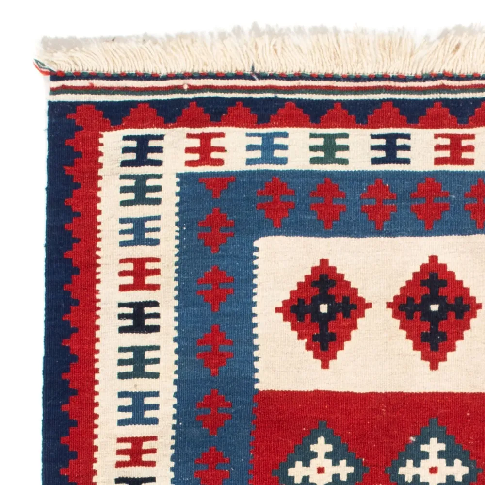 Tapis Kelim - Oriental carré - 106 x 103 cm - bleu